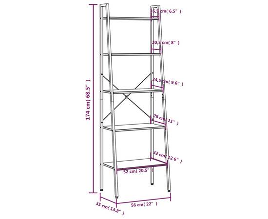 Raft cu 5 niveluri, maro deschis / negru, 56x35x174 cm, 8 image