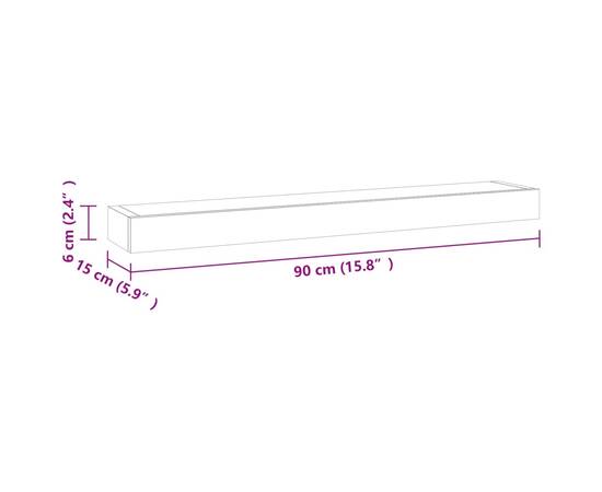 Rafturi de perete, 2 buc., 90x15x6 cm, lemn masiv de tec, 8 image