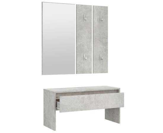Set de mobilier pentru hol, gri beton, lemn prelucrat, 6 image