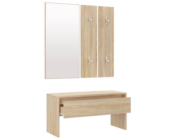 Set de mobilier pentru hol, stejar sonoma, lemn prelucrat, 6 image