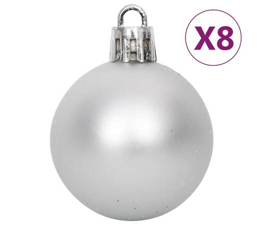 Set globuri de crăciun, 108 piese, argintiu și alb, 8 image