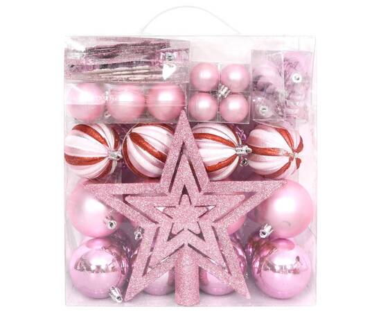 Set globuri de crăciun, 65 piese, roz / roșu / alb, 2 image