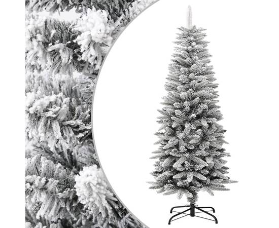 Brad de crăciun artificial slim cu zăpadă pufoasă 120 cm pvc&pe