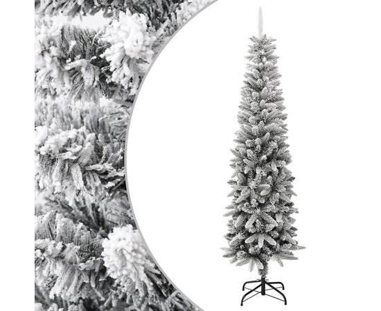 Brad de crăciun artificial slim cu zăpadă pufoasă 240 cm pvc&pe