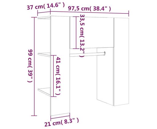 Dulap de hol, gri beton, 97,5x37x99 cm, lemn prelucrat, 10 image