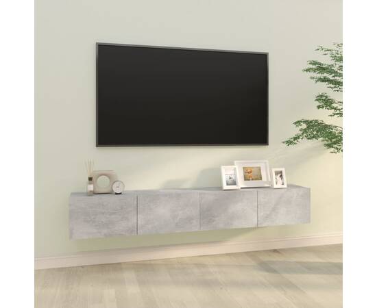 Dulapuri tv perete 2 buc. gri beton 100x30x30 cm lemn compozit