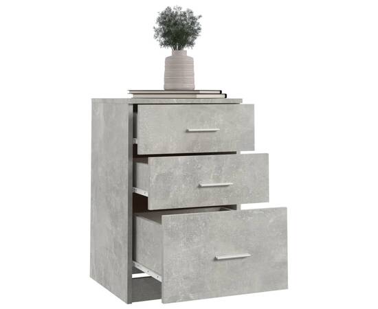 Noptieră, gri beton, 40x40x63 cm, lemn compozit, 5 image