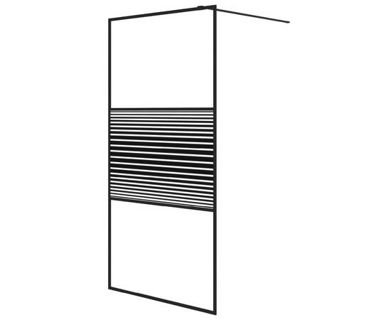 Paravan de duș walk-in negru 100x195 cm sticlă esg transparentă, 2 image