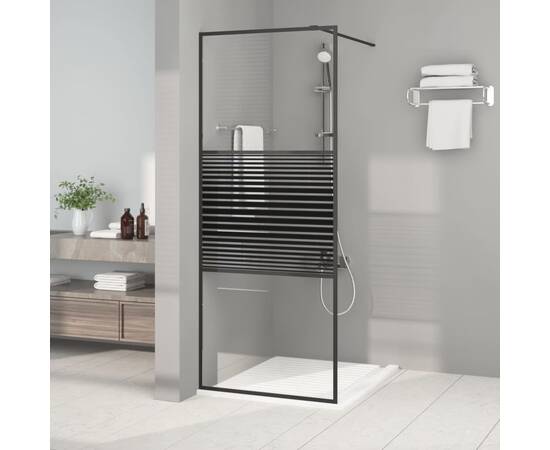 Paravan de duș walk-in negru 80x195 cm sticlă esg transparentă