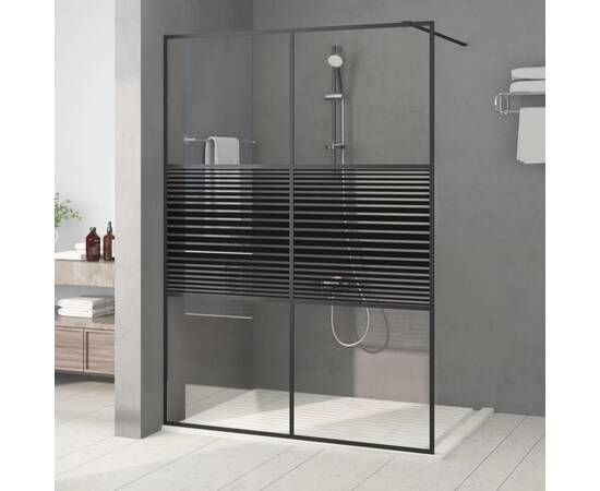 Paravan duș walk-in negru 140x195 cm sticlă esg transparentă