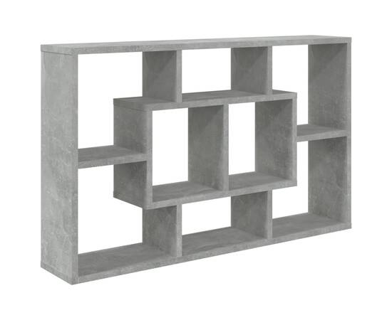 Raft de perete, gri beton, 85x16x52,5 cm, lemn compozit, 2 image
