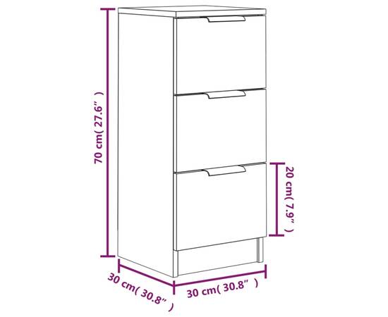 Servante, 2 buc., gri beton, 30x30x70 cm, lemn prelucrat, 9 image