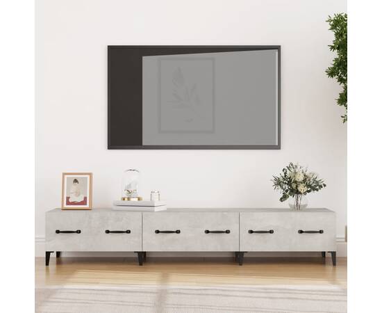 Comodă tv, gri beton, 150x34,5x30 cm, lemn prelucrat