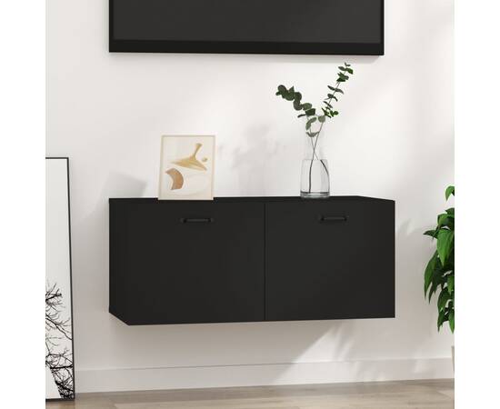 Comodă tv, negru, 80x35x36,5 cm, lemn prelucrat