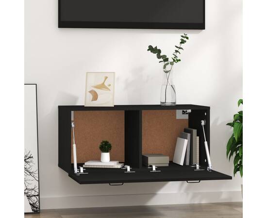 Comodă tv, negru, 80x35x36,5 cm, lemn prelucrat, 2 image