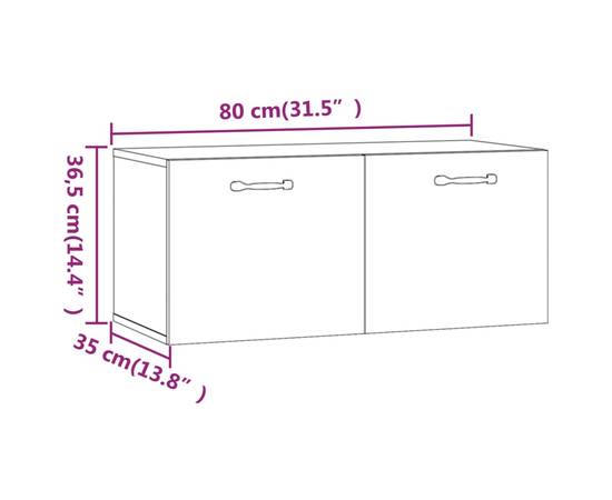 Dulap de perete, gri beton, 80x35x36,5 cm, lemn prelucrat, 9 image