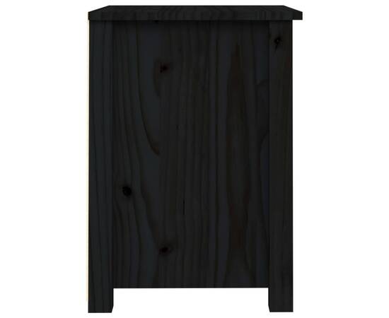 Noptieră, negru, 40x35x49 cm, lemn masiv de pin, 7 image