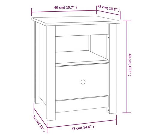 Noptiere, 2 buc, 40x35x49 cm, lemn masiv de pin, 10 image