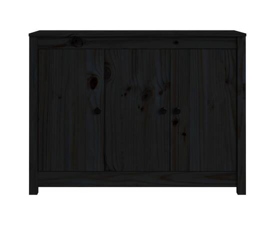 Servantă, negru, 100x35x74 cm, lemn masiv de pin, 6 image