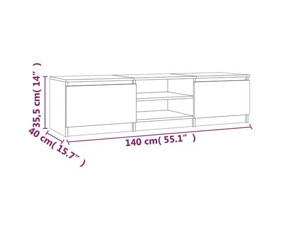 Comodă tv, stejar fumuriu, 140x40x35,5 cm, lemn prelucrat, 7 image