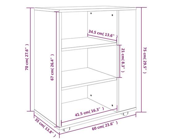 Dulap cu roți, stejar maro, 60x35x75 cm, lemn prelucrat, 10 image