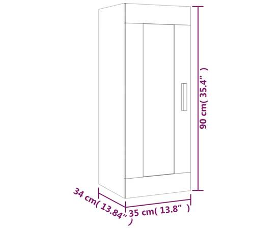 Dulap de perete, stejar fumuriu, 35x34x90 cm, lemn prelucrat, 10 image