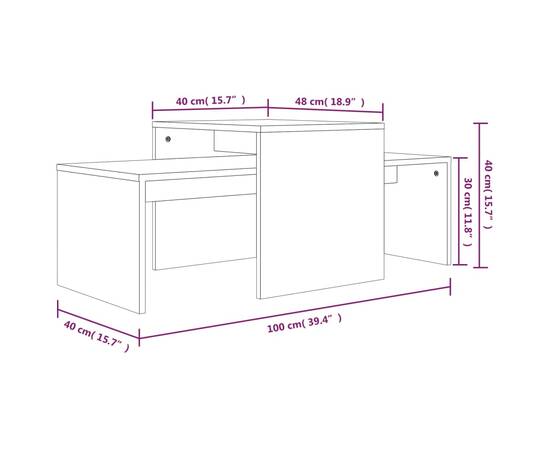 Set măsuță de cafea stejar fumuriu 100x48x40 cm lemn prelucrat, 6 image