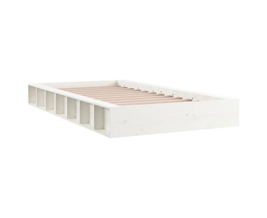 Cadru de pat, alb, 140x190 cm, lemn masiv, 3 image