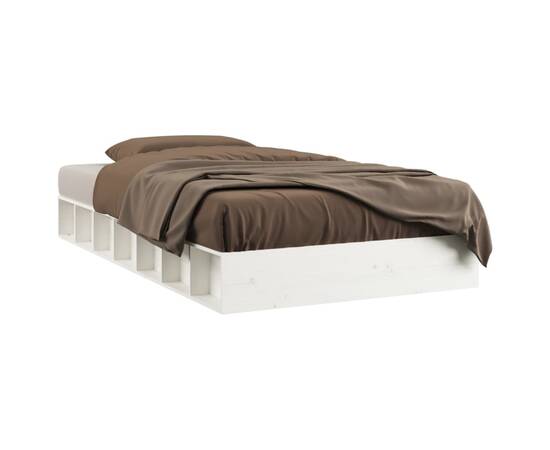 Cadru de pat, alb, 140x190 cm, lemn masiv, 2 image
