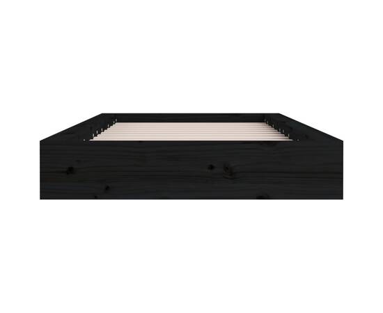Cadru de pat mic single 2ft6, negru, 75x190 cm, lemn masiv, 4 image