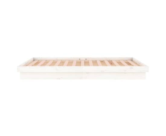 Cadru de pat small double 4ft cu led, alb 120x190 cm lemn masiv, 8 image