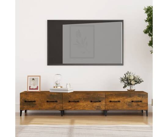 Comodă tv, stejar fumuriu, 150x34,5x30 cm, lemn prelucrat