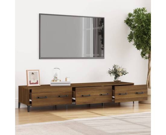 Comodă tv, stejar maro, 150x34,5x30 cm, lemn prelucrat, 3 image