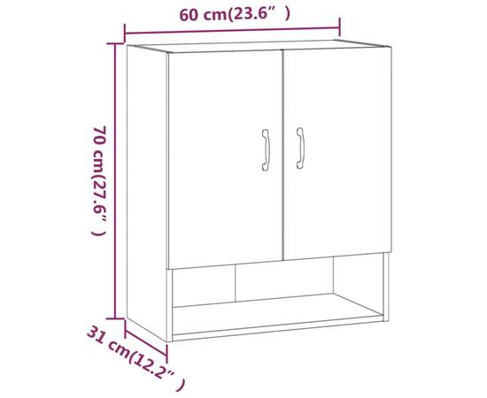 Dulap de perete, stejar fumuriu, 60x31x70 cm, lemn compozit, 9 image