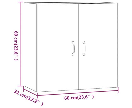 Dulap de perete, stejar maro, 60x31x60 cm, lemn compozit, 9 image