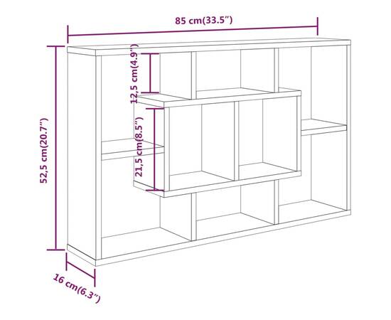 Raft de perete, sonoma gri, 85x16x52,5 cm, lemn compozit, 7 image