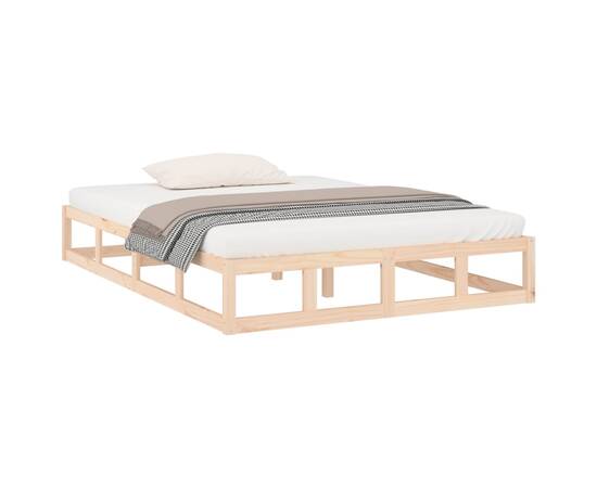 Cadru de pat, 140x200 cm, lemn masiv, 3 image