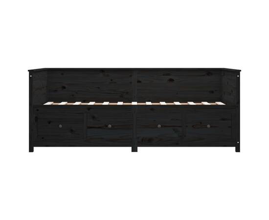 Pat de zi, negru, 90x200 cm, lemn masiv de pin, 8 image