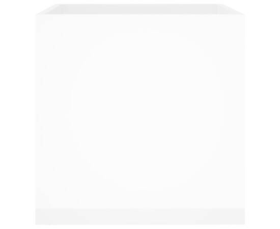 Jardinieră cutie, alb extralucios, 40x40x40 cm, lemn compozit, 5 image