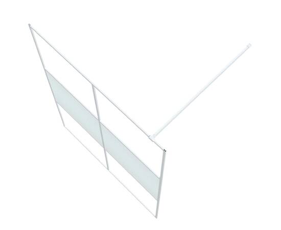 Perete de duș walk-in, alb, 140x195 cm, sticlă esg transparentă, 5 image