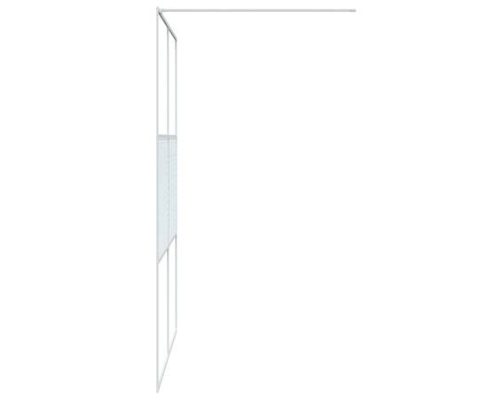 Perete de duș walk-in, alb, 140x195 cm, sticlă esg transparentă, 4 image