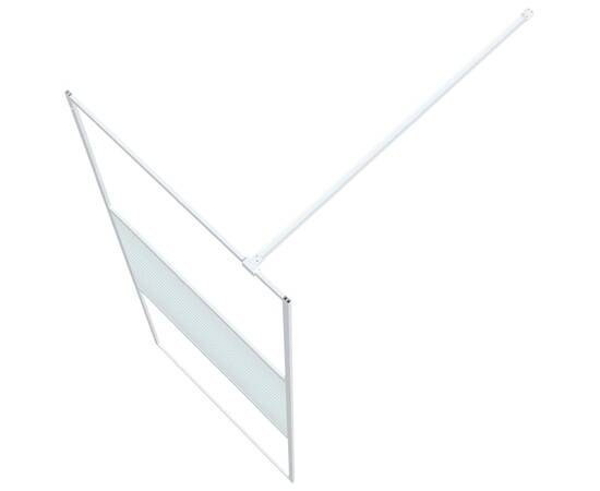 Perete de duș walk-in, alb, 80x195 cm, sticlă esg transparentă, 5 image