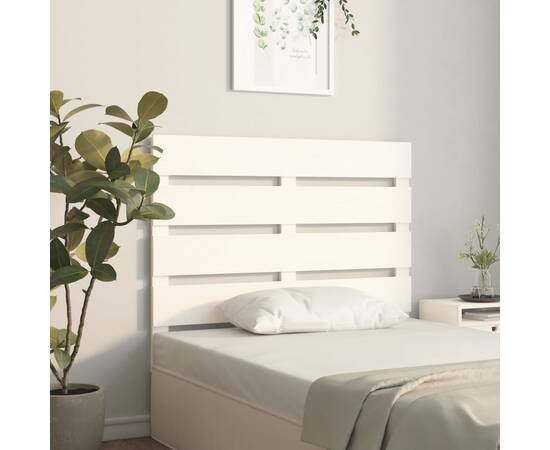 Tăblie de pat, alb, 100x3x80 cm, lemn masiv de pin, 4 image