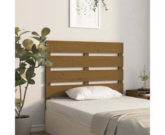 Tăblie de pat, maro miere, 100x3x80 cm, lemn masiv de pin, 4 image