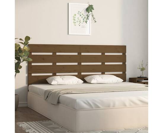 Tăblie de pat, maro miere, 200x3x80 cm, lemn masiv de pin, 4 image