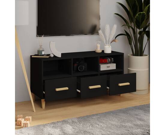 Comodă tv, negru, 102x36x50 cm, lemn compozit, 3 image