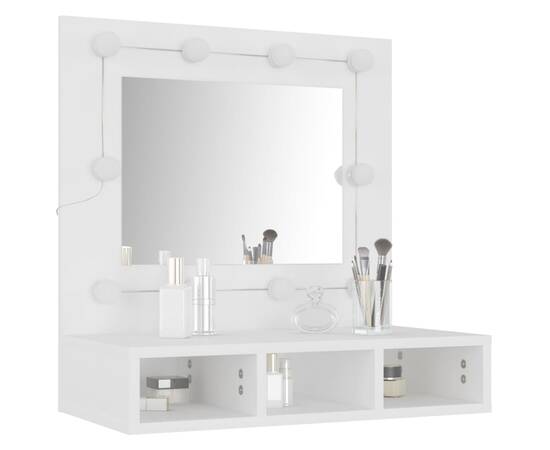 Dulap cu oglindă și led, alb, 60x31,5x62 cm, 11 image