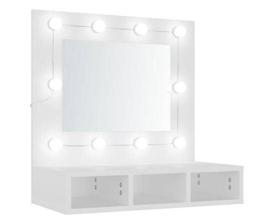 Dulap cu oglindă și led, alb, 60x31,5x62 cm, 2 image