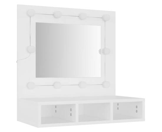 Dulap cu oglindă și led, alb, 60x31,5x62 cm, 4 image