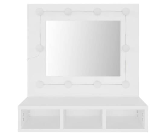 Dulap cu oglindă și led, alb, 60x31,5x62 cm, 5 image
